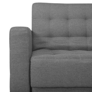Corner Sofa Bed Grey Tufted Fabric Modern L-Shaped Modular 4 Seater with Ottoman Left Hand Chaise Lounge Beliani - Sofa In Store