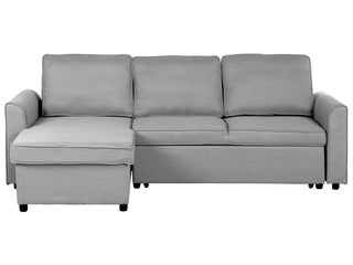 Corner Sofa Bed Grey Fabric Upholstered Right Hand Orientation with Storage Bed Beliani - 114992