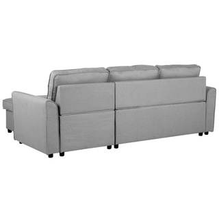 Corner Sofa Bed Grey Fabric Upholstered Right Hand Orientation with Storage Bed Beliani - 114992