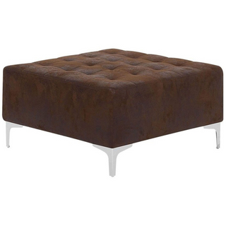 Corner Sofa Bed Brown Faux Leather Tufted Modern L-Shaped Modular 4 Seater with Ottoman Right Hand Chaise Longue Beliani - 116146