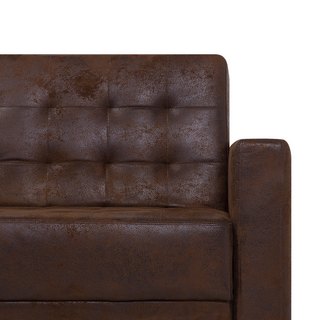 Corner Sofa Bed Brown Faux Leather Tufted Modern L-Shaped Modular 5 Seater Right Hand Chaise Longue Beliani