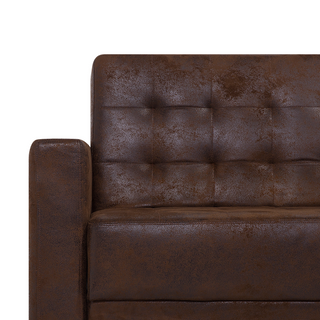 Corner Sofa Bed Brown Faux Leather Tufted Modern L-Shaped Modular 5 Seater Left Hand Chaise Longue Beliani