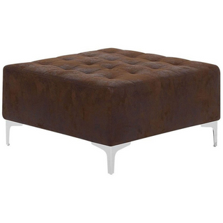 Corner Sofa Bed Brown Faux Leather Tufted Modern L-Shaped Modular 4 Seater with Ottoman Left Hand Chaise Longue Beliani