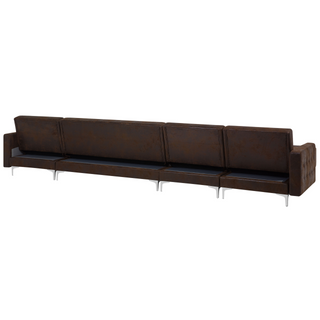Corner Sofa Bed Brown Faux Leather Tufted Modern U-Shaped Modular 6 Seater Chaise Lounges Beliani - Sofa In Store