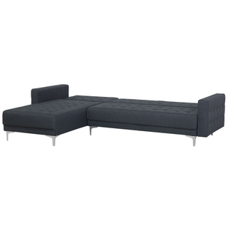 Corner Sofa Bed Dark Grey Tufted Fabric Modern L-Shaped Modular 4 Seater with Ottoman Right Hand Chaise Longue Beliani - Sofa In Store