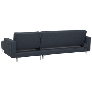 Corner Sofa Bed Dark Grey Tufted Fabric Modern L-Shaped Modular 4 Seater with Ottoman Left Hand Chaise Longue Beliani - Sofa In Store