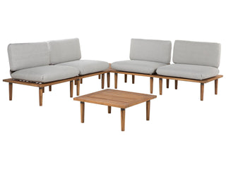 Garden Sofa Set Grey Cushions Certified Acacia Wood Modern Outdoor 4 Seater Conversation Set Armchairs with Side Table Beliani - Sofa In Store