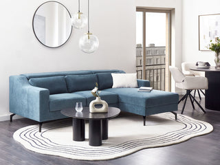 Fabric Corner Sofa Left Hand Navy Blue Upholstery with Chaise Lounge Adjustable Headrests Modern Design Beliani