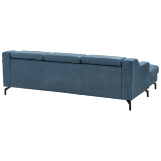 Fabric Corner Sofa Left Hand Navy Blue Upholstery with Chaise Lounge Adjustable Headrests Modern Design Beliani
