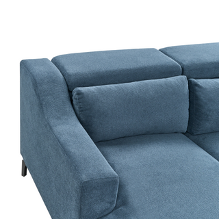 Fabric Corner Sofa Left Hand Navy Blue Upholstery with Chaise Lounge Adjustable Headrests Modern Design Beliani