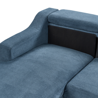 Fabric Corner Sofa Left Hand Navy Blue Upholstery with Chaise Lounge Adjustable Headrests Modern Design Beliani