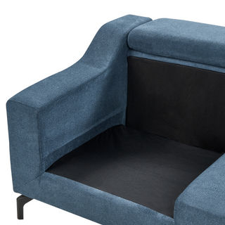 Fabric Corner Sofa Left Hand Navy Blue Upholstery with Chaise Lounge Adjustable Headrests Modern Design Beliani