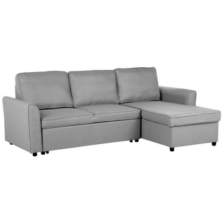 Corner Sofa Bed Grey Fabric Upholstered Left Hand Orientation with Storage Bed Beliani - Sofa In Store