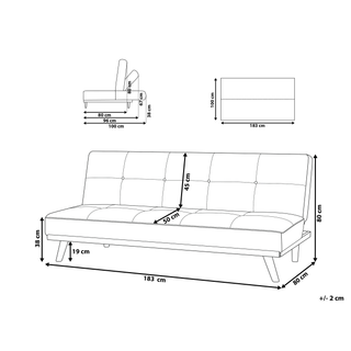 3 Seater Sofa Bed | Fabric | Black | Click Clack Mechanism | Modern Design - Sofa In Store