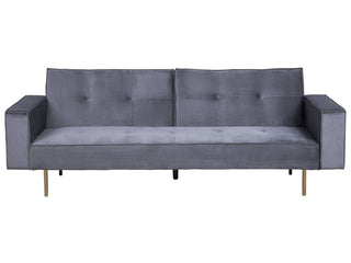 Sofa Bed Grey Velvet 3 Seater Modern Track Arms Beliani - Sofa In Store
