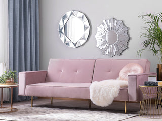 Sofa Bed Pink Velvet 3 Seater Modern Track Arms Beliani
