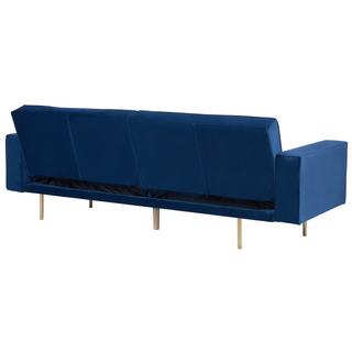 Sofa Bed Blue Velvet 3 Seater Modern Track Arms Beliani - Sofa In Store