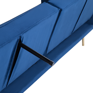 Sofa Bed Blue Velvet 3 Seater Modern Track Arms Beliani - Sofa In Store