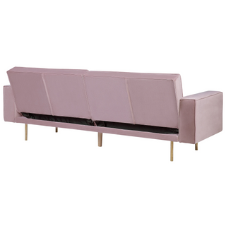 Sofa Bed Pink Velvet 3 Seater Modern Track Arms Beliani