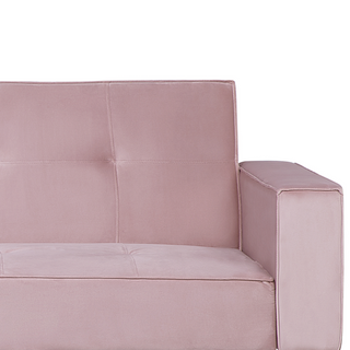 Sofa Bed Pink Velvet 3 Seater Modern Track Arms Beliani