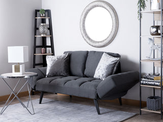 Sofa Bed Dark Grey Loveseat Adjustable Armrests Minimalist Beliani