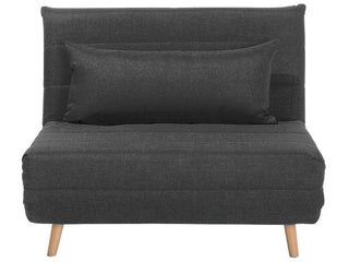 Small Sofa Bed Dark Grey Fabric 1 Seater Fold-Out Sleeper Armless Scandinavian Beliani