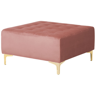 Corner Sofa Bed Pink Velvet Tufted Fabric Modern L-Shaped Modular 4 Seater with Ottoman Right Hand Chaise Longue Beliani - Sofa In Store