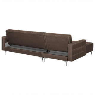 Corner Sofa Bed Brown Tufted Fabric Modern L-Shaped Modular 4 Seater Right Hand Chaise Longue Beliani - Sofa In Store