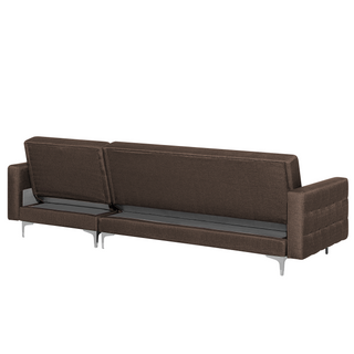 Corner Sofa Bed Brown Tufted Fabric Modern L-Shaped Modular 4 Seater Left Hand Chaise Longue Beliani - Sofa In Store