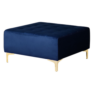 Corner Sofa Bed Navy Blue Velvet Tufted Fabric Modern L-Shaped Modular 4 Seater with Ottoman Right Hand Chaise Longue Beliani - Sofa In Store