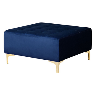 Corner Sofa Bed Navy Blue Velvet Tufted Fabric Modern L-Shaped Modular 4 Seater with Ottoman Left Hand Chaise Longue Beliani - Sofa In Store