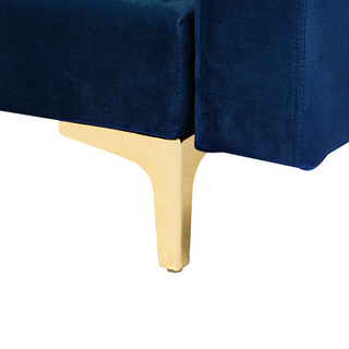Corner Sofa Bed Navy Blue Velvet Tufted Fabric Modern U-Shaped Modular 5 Seater with Chaise Lounges Beliani - Sofa In Store
