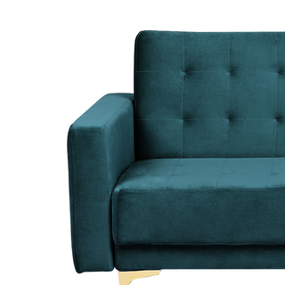 Sofa Bed Teal Velvet Tufted Fabric Modern Living Room Modular 3 Seater Gold Legs Track Arm Beliani