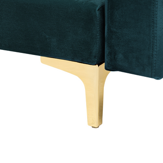 Corner Sofa Bed Teal Velvet Tufted Fabric Modern L-Shaped Modular 4 Seater Right Hand Chaise Longue Beliani