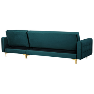 Corner Sofa Bed Teal Velvet Tufted Fabric Modern L-Shaped Modular 4 Seater Left Hand Chaise Longue Beliani