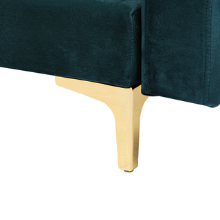 Corner Sofa Bed Teal Velvet Tufted Fabric Modern L-Shaped Modular 4 Seater Left Hand Chaise Longue Beliani