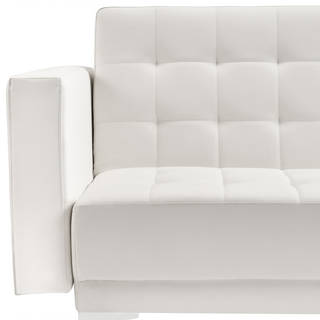 Sofa Bed White Faux Leather Tufted Modern Living Room Modular 3 Seater Silver Legs Track Arm Beliani - Sofa In Store