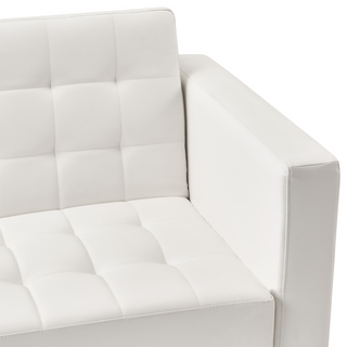 Sofa Bed White Faux Leather Tufted Modern Living Room Modular 3 Seater Silver Legs Track Arm Beliani - Sofa In Store