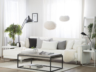 Corner Sofa Bed White Faux Leather Tufted Modern L-Shaped Modular 4 Seater Right Hand Chaise Longue Beliani