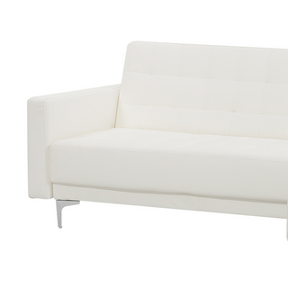 Corner Sofa Bed White Faux Leather Tufted Modern L-Shaped Modular 4 Seater Left Hand Chaise Longue Beliani