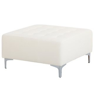 Corner Sofa Bed White Faux Leather Tufted Modern L-Shaped Modular 4 Seater with Ottoman Left Hand Chaise Longue Beliani