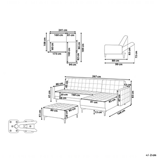 Corner Sofa Bed White Faux Leather Tufted Modern L-Shaped Modular 4 Seater with Ottoman Left Hand Chaise Longue Beliani