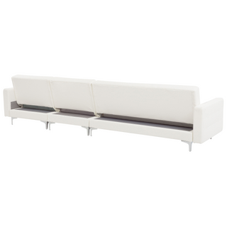 Corner Sofa Bed White Faux Leather Tufted Modern L-Shaped Modular 5 Seater Right Hand Chaise Longue Beliani