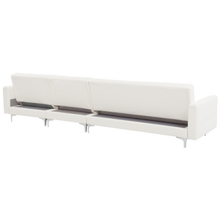 Corner Sofa Bed White Faux Leather Tufted Modern L-Shaped Modular 5 Seater Left Hand Chaise Longue Beliani