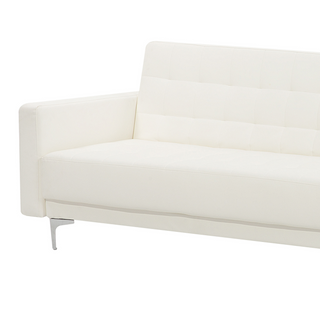 Corner Sofa Bed White Faux Leather Tufted Modern L-Shaped Modular 5 Seater Left Hand Chaise Longue Beliani