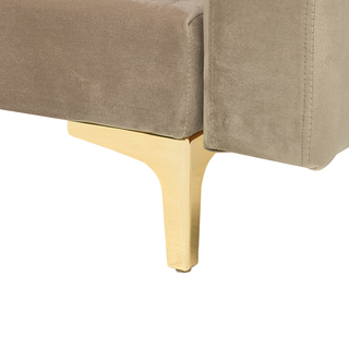 Sofa Bed Beige Velvet Tufted Fabric Modern Living Room Modular 3 Seater Gold Legs Track Arm Beliani - Sofa In Store