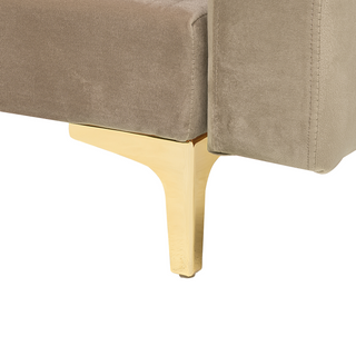 Corner Sofa Bed Beige Velvet Tufted Fabric Modern L-Shaped Modular 4 Seater Right Hand with Ottoman Chaise Longue Beliani