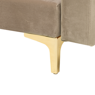 Corner Sofa Bed Beige Velvet Tufted Fabric Modern L-Shaped Modular 4 Seater with Ottoman Left Hand Chaise Longue Beliani - Sofa In Store