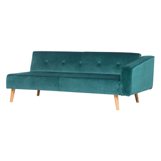 Corner Sofa Bed with 3 Pillows Green Velvet Upholstery Light Wood Legs Reclining Right Hand Chaise Longue 4 Seater Beliani