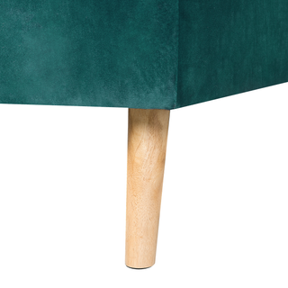 Corner Sofa Bed with 3 Pillows Green Velvet Upholstery Light Wood Legs Reclining Right Hand Chaise Longue 4 Seater Beliani